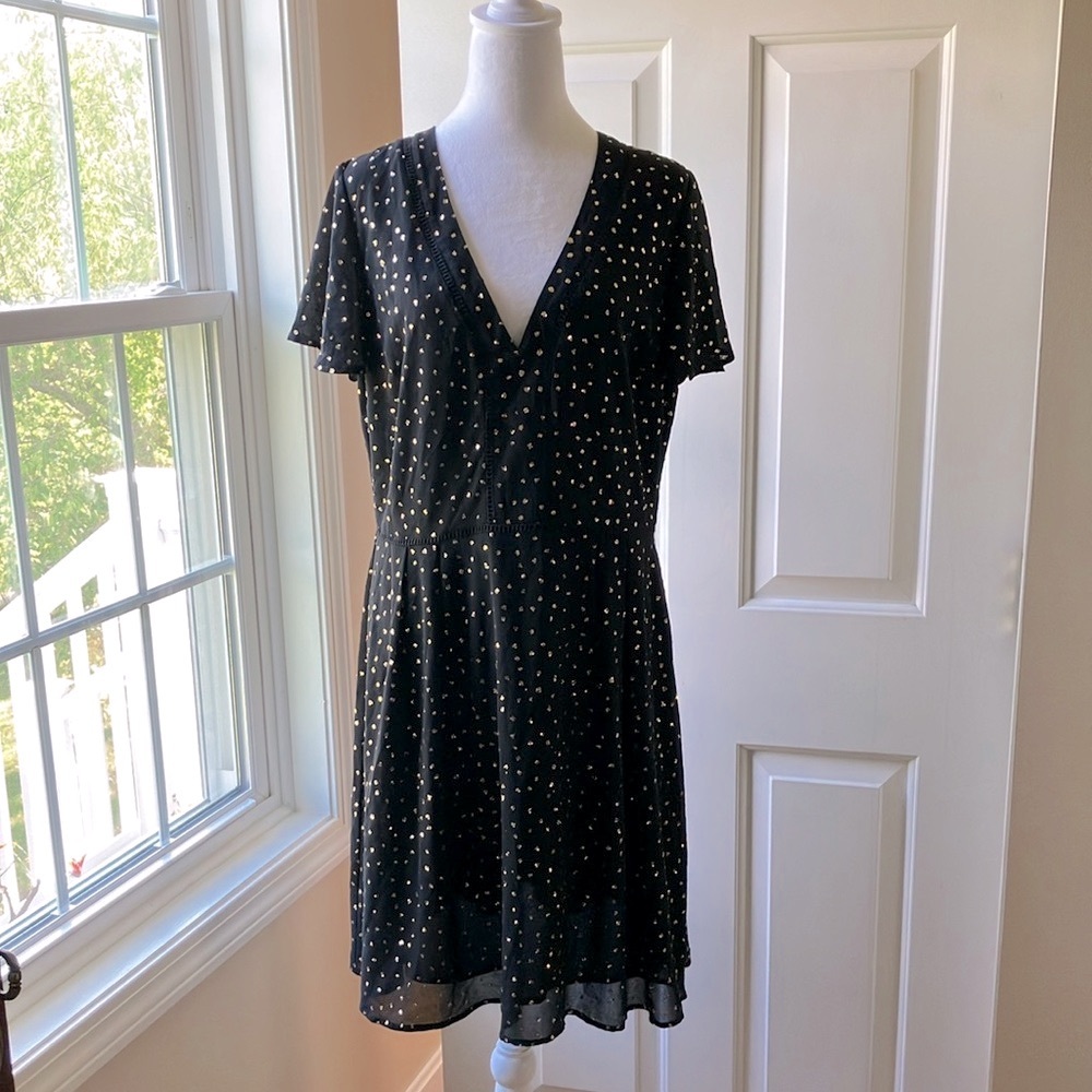 Oasis Sequined Cap Sleeve Dress Black Size EU 42/US 10-12 NWT